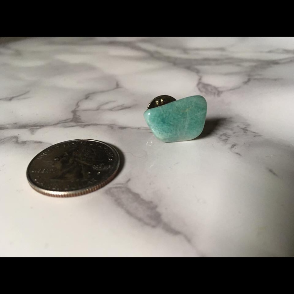 Raw polished amazonite brooch
